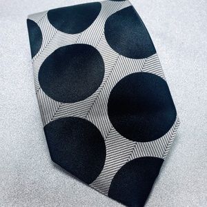 Hermoso Mens Necktied black and White Polka Dots